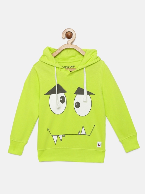

Miss & Chief Boys Lime Green Printed Hooded Sweatshirt