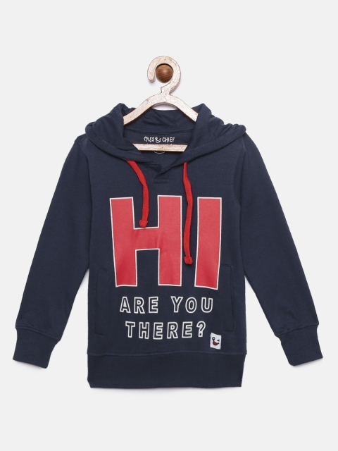 

Miss & Chief Boys Navy Blue & Red Printed Hooded Sweatshirt