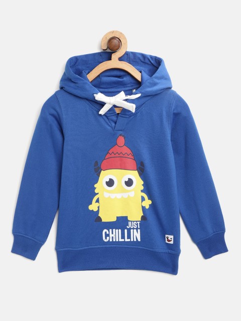 

Miss & Chief Boys Blue & Yellow Printed Hooded Sweatshirt