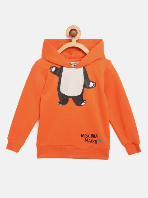 

Miss & Chief Boys Orange & White Bear Print Hooded Sweatshirt