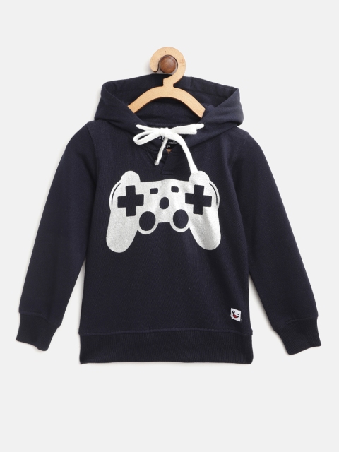 

Miss & Chief Boys Navy Blue & Silver Controller Printed Hooded Sweatshirt