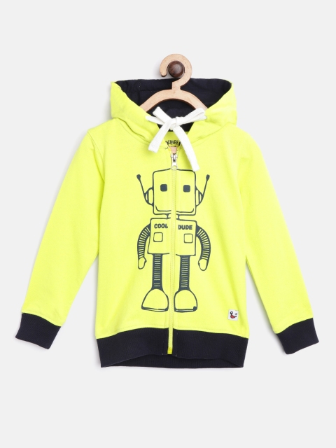 

Miss & Chief Boys Lime Green & Navy Blue Robot Print Hooded Sweatshirt