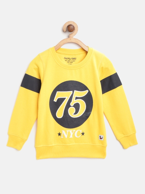 

Miss & Chief Boys Yellow & Black Alphanumeric Printed Sweatshirt