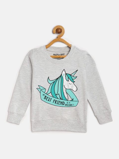 

Miss & Chief Girls Grey Printed Sweatshirt