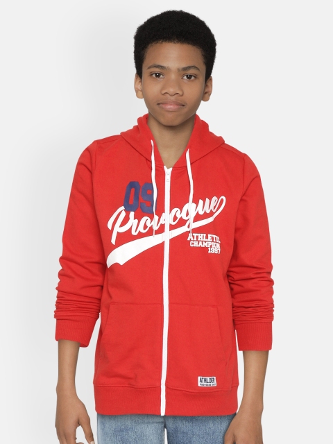 

Provogue Boys Red & White Brand Logo Print Hooded Sweatshirt