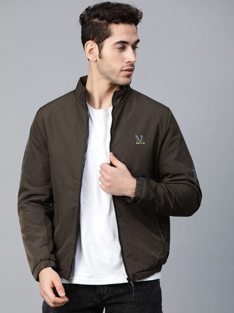 

Fort Collins Men Olive Brown Solid Lightweight Bomber