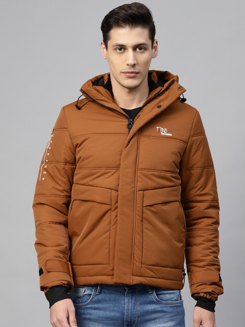 

Fort Collins Men Mustard Brown Hooded Solid Padded Jacket