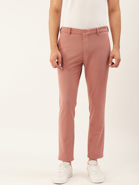 

United Colors of Benetton Men Dusty Pink Slim Fit Pique Knit Regular Trousers