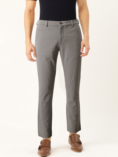 

United Colors of Benetton Men Charcoal Grey Slim Fit Solid Regular Trousers