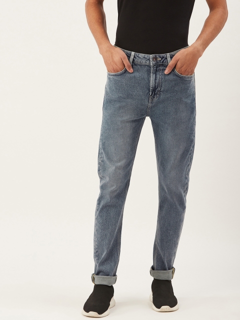 

United Colors of Benetton Men Blue Carrot Fit Mid-Rise Clean Look Stretchable Jeans