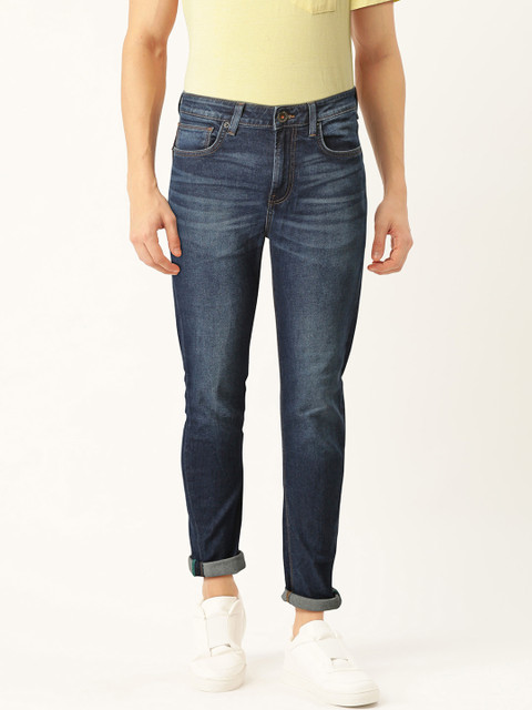 

United Colors of Benetton Men Navy Blue Carrot Fit Mid-Rise Clean Look Stretchable Jeans