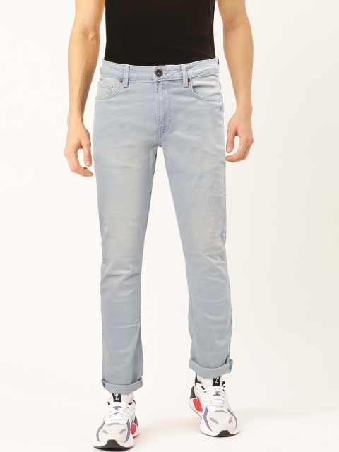 

United Colors of Benetton Men Blue Skinny Fit Mid-Rise Low Distress Stretchable Jeans