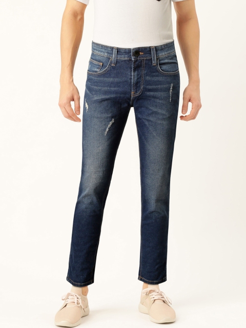 

United Colors of Benetton Men Blue Low Crotch Fit Mid-Rise Low Distress Stretchable Jeans
