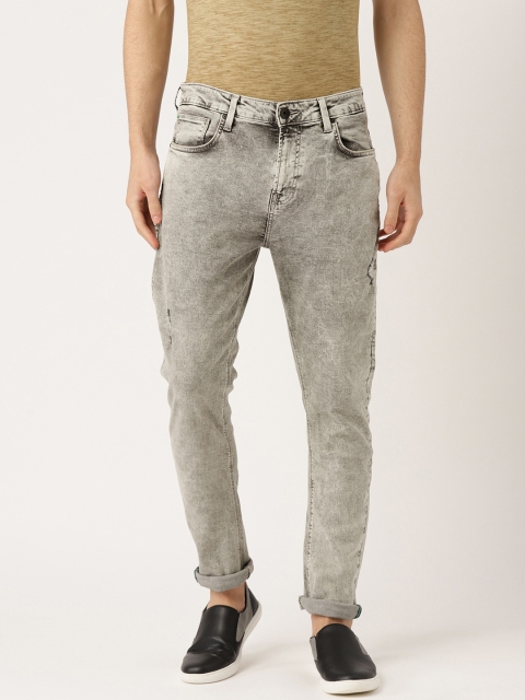

United Colors of Benetton Men Grey Carrot Fit Mid-Rise Clean Look Stretchable Jeans