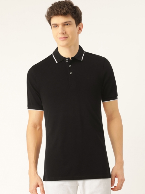 

United Colors of Benetton Men Black Solid Polo Collar T-shirt