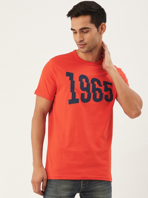 

United Colors of Benetton Men Red & Navy Blue Typography Print Round Neck T-shirt