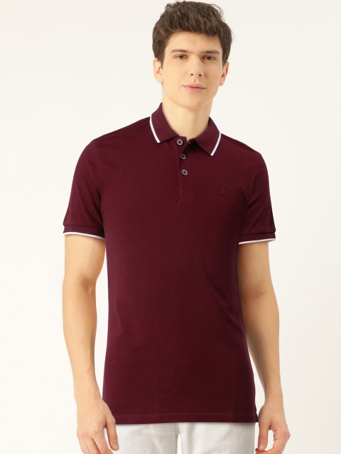 

United Colors of Benetton Men Maroon Solid Polo Collar T-shirt