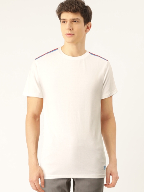 

United Colors of Benetton Men White Solid Round Neck Pure Cotton T-shirt