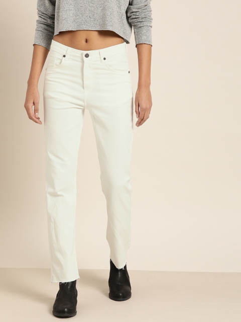 

Moda Rapido Women White Straight Fit Mid-Rise Clean Look Stretchable Jeans