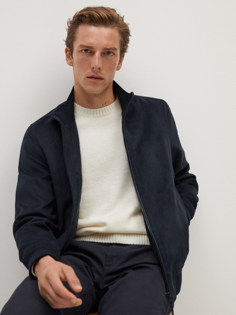 

MANGO MAN Navy Blue Solid Tailored Jacket