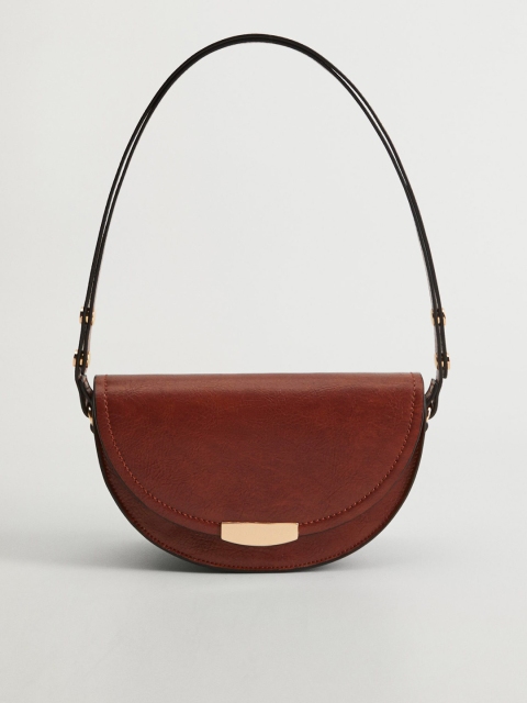 

MANGO Brown Solid Half Moon Sling Bag