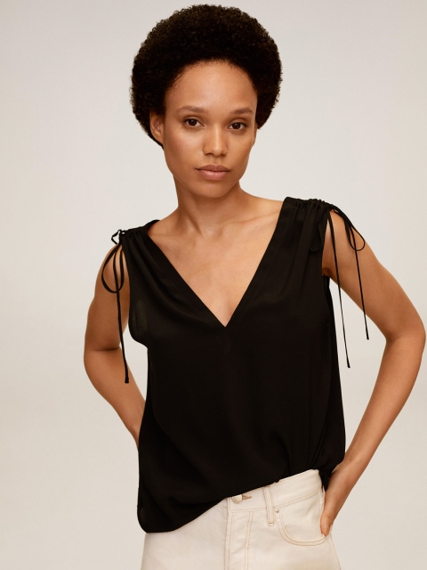 

MANGO Women Black Solid Top