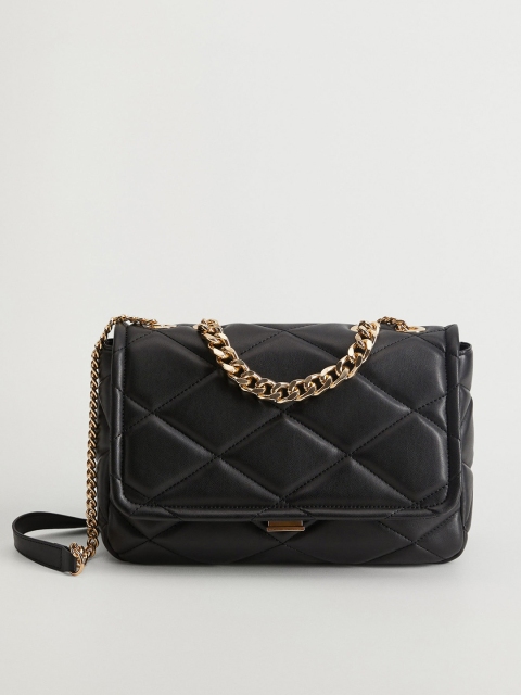 

MANGO Black Quilted Satchel
