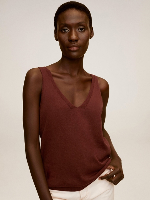 

MANGO Women Brown Solid Top