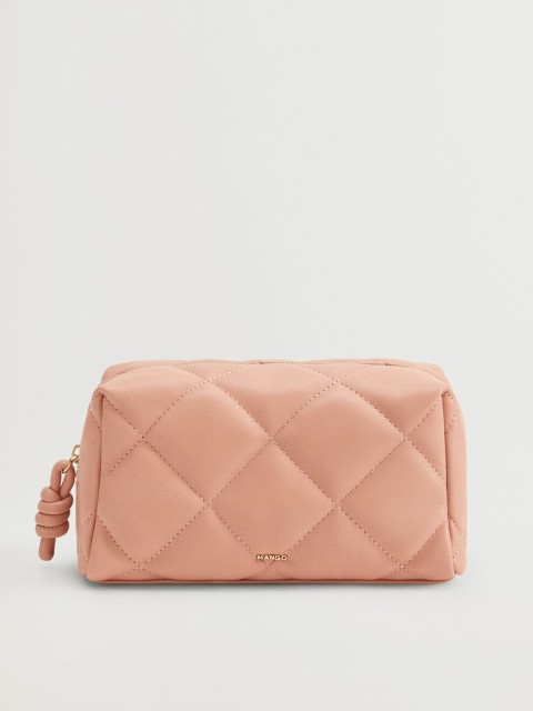 

MANGO Women Peach-Coloured Quilted Cosmetic Pouch