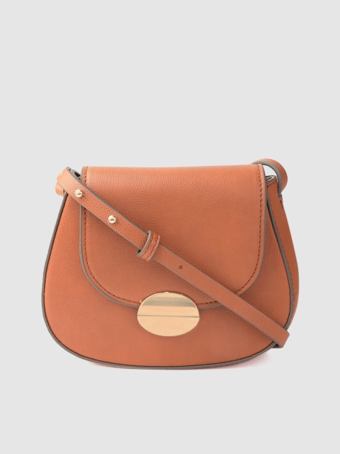 

MANGO Tan Brown Solid Sling Bag