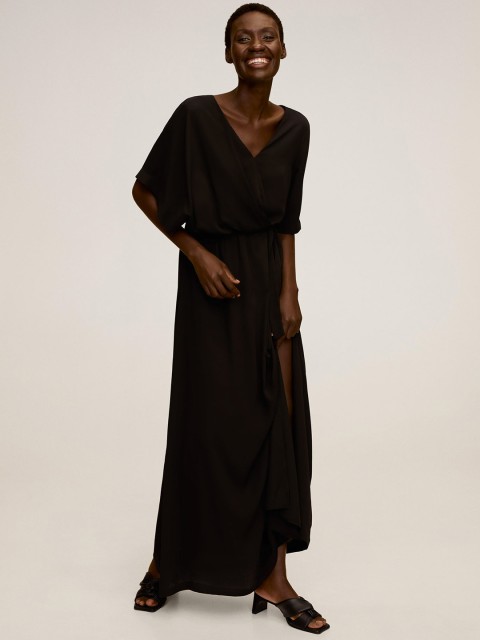 

MANGO Women Black Solid Wrap Maxi Dress