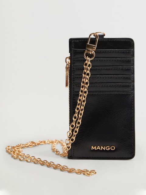 

MANGO Women Black Solid Card Holder with Sling Strap