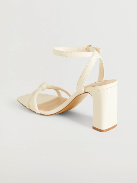 

MANGO Women Off-White Solid Mid-Top Block Heels