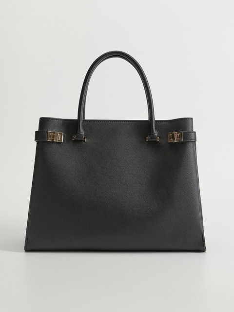 

MANGO Black Solid Handheld Bag with Detachable Sling Strap