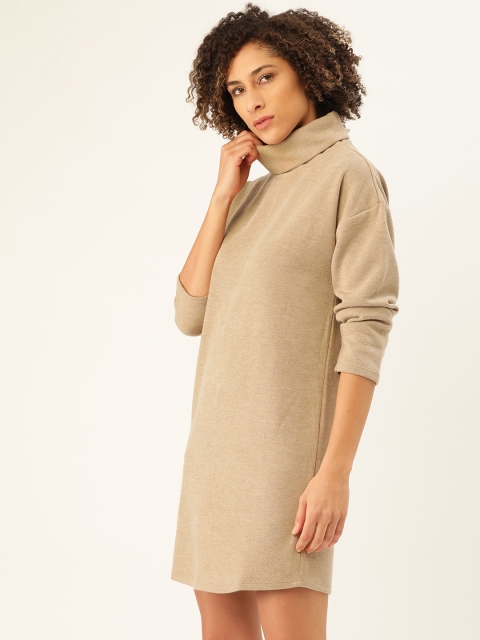 

MANGO Women Beige Solid Jumper Dress