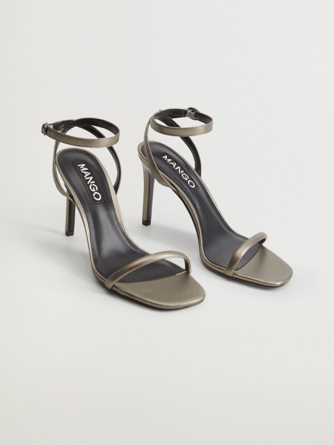 

MANGO Women Gunmetal-Toned Solid Stilettos, Metallic