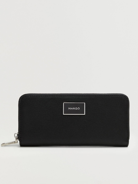 

MANGO Women Black Solid Zip Around Wallet