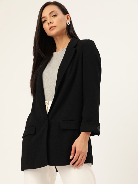 

MANGO Women Black Solid Single-Breasted Casual Blazer