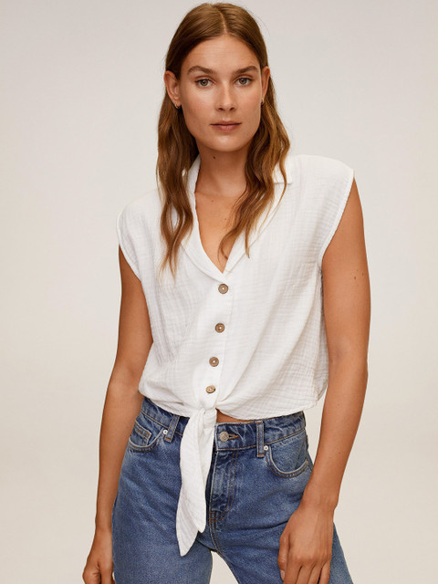 

MANGO Women White Regular Fit Solid Casual Shirt
