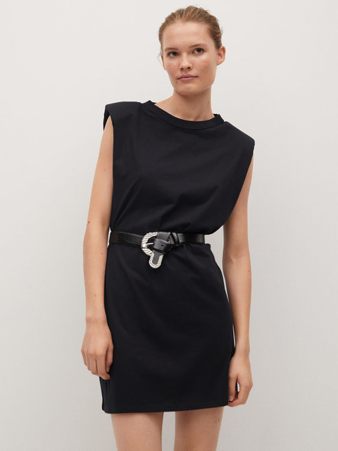 

MANGO Women Black Solid Sheath Dress