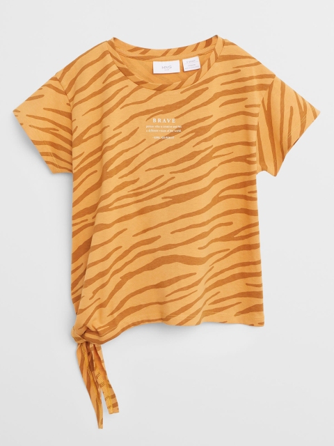 

Mango Kids Girls Mustard Yellow & Brown Tiger Skin Print Top