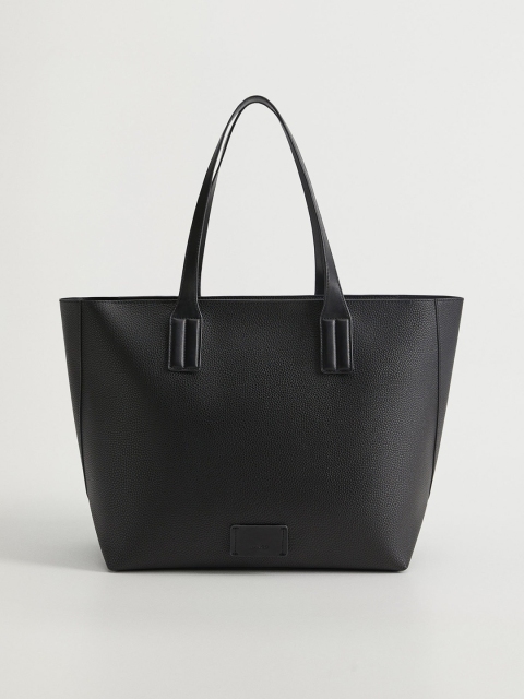 

MANGO Black Solid Tote Bag