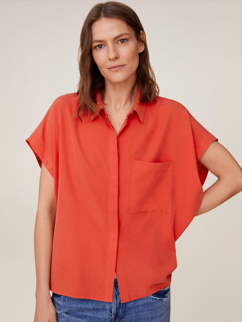 

MANGO Women Red Regular Fit Solid Casual Shirt