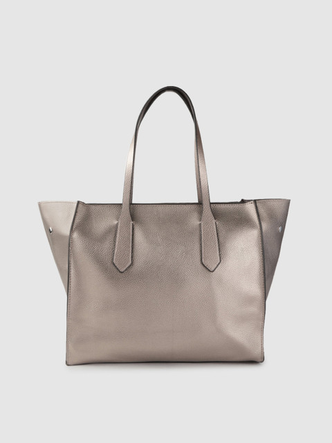 

MANGO Gunmetal-Toned Solid Shoulder Bag, Metallic