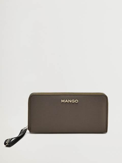 

MANGO Women Olive Green Solid Zip Around Wallet