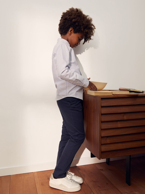 

Mango Kids Boys Navy Blue Regular Fit Solid Chino Trousers