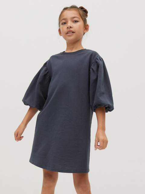 

Mango Kids Girls Charcoal Grey Solid Shift Dress