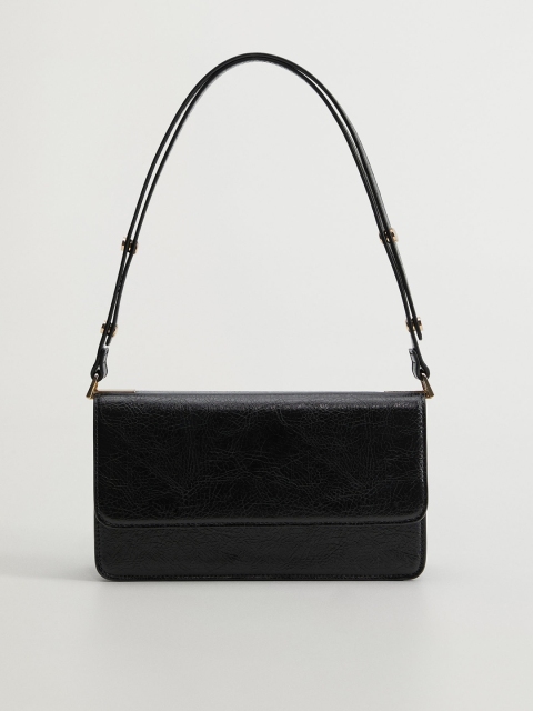 

MANGO Women Black Textured Shoulder Bag