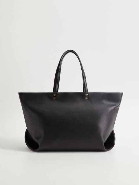 

MANGO Black Solid Oversized Shoulder Bag