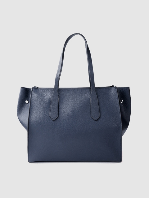

MANGO Navy Blue Textured Shoulder Bag
